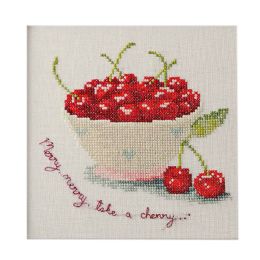 Lovely Cherry DIY Cross Stitch Kits Pre-Printed 11CT Embroidery Kits for Beginers Kids or Adults, 7x7 inch