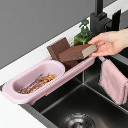 Sink Shelf Stretchy Drain Rack Filter Leftover Drain Basket Dishwashing Cloth Storage Rack Kitchen Cloth Frame