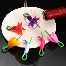 6pcs/set Hot Sale Flowers Wine Cup Marker Party Dedicated Glass Cup Recognizer Tools Wine Glasses Silicone Label