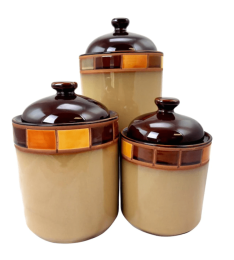 Casa Estebana 3 Piece Stoneware Storage Canister Set