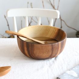 Polishing Salad Bowl Japanese Practical Wooden Soup Bowl Kitchen Supplies