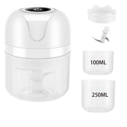 Electric Mini Garlic Chopper; Portable Food Processor; Vegetable Chopper Onion Mincer; Cordless Meat Grinder with USB Charging