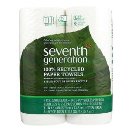 Seventh Generation Recycled Paper Towels - White - Case of 12 - 140 Sheets