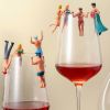 Wine Glass Tags Charms Hanging Ornament Identify Label Cup Edge Action Figurines Doll for Champagne Drink Marker 8-Piece