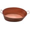 Oval Shape Hammered Pattern Metal Tub with Two Side Handles; Copper