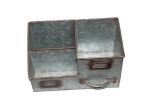 Three Bin Galvanized Metal Desk Organizer with Attached Label Slots; Gray