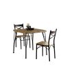 Industrial Style 3 Piece Dining Table Set Of Wood And Metal; Brown And Black