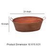 Oval Shape Hammered Pattern Metal Tub with Two Side Handles; Copper