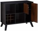 Wooden Wine Bar Storage Cabinet with 2 door cabinet and Storage Cubes; Black And Brown; DunaWest