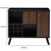 Wooden Wine Bar Storage Cabinet with 2 door cabinet and Storage Cubes; Black And Brown; DunaWest