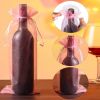 10pcs Organza Wine Bags Pink; Sheer Mesh Bottle Gift Pouches Wine Covers Dresses with Drawstring