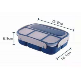 Sealed Portable 4-Compartment Bento Box Student Office Worker Lunch Box Travel & To-Go Food Containers Microwavable (Color: Blue)