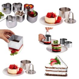 Stainless Steel Cake Cutter Bakeware Mini Fondant Mousse Mold Kitchen DIY Tool (size: Square #)