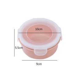 Round Mini Refrigerator Crisper Lunch Box Kitchen Plastic Storage Rectangular Sealed Case (Color: Pink)