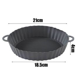 Air Fryers Oven Baking Tray Fried Chicken Basket Mat AirFryer Silicone Pot Round Replacemen Grill Pan Accessories (Color: gray)