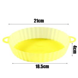 Air Fryers Oven Baking Tray Fried Chicken Basket Mat AirFryer Silicone Pot Round Replacemen Grill Pan Accessories (Color: Yellow)