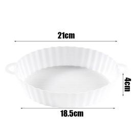 Air Fryers Oven Baking Tray Fried Chicken Basket Mat AirFryer Silicone Pot Round Replacemen Grill Pan Accessories (Color: White)