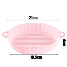 Air Fryers Oven Baking Tray Fried Chicken Basket Mat AirFryer Silicone Pot Round Replacemen Grill Pan Accessories (Color: Pink)