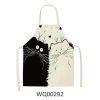 1pcs Kitchen Apron Cute Cat Printed Sleeveless Cotton Linen Aprons For Men Women Home Cleaning Tools