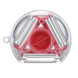 Magic Trio Peeler Set Slicer Stainless Steel Peeler Cutter Multi Peel Blade Zesters Grater (Color: Red)