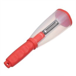 Multifunctional Storage Type Peeling Knife Peeling Knife With Storage Tube Peeler Peeling Apple (Color: Red)