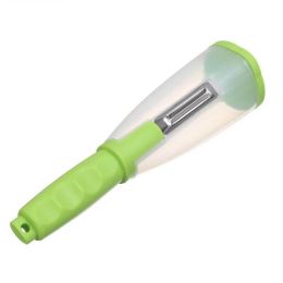 Multifunctional Storage Type Peeling Knife Peeling Knife With Storage Tube Peeler Peeling Apple (Color: Green)