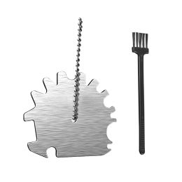 Stainless Steel BBQ Grill Grate Cleaner Barbecue Oven Scraper Scrubber Bottle Opener Tool with Brush (size: 2Pcs BBQ Scraper+ 2pcs Free Brush)