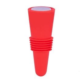 Wine Stopper; Silicone Sparkling Wine Bottle Stopper with Grip Top for Keep the Wine Fresh (Color: Red)