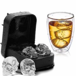 2022 Ice Cube Maker DIY Creative Silica Gel Gun Bullet Skull Shape Tray Mold Home Bar Party Cool Whiskey Wine Ice Cream Bar Tool (size: skull)