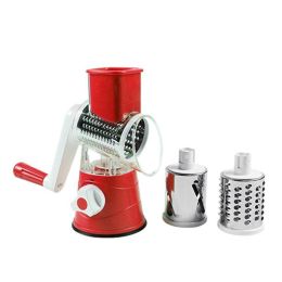 Manual Vegetable Cutter Slicer Multifunctional Round Mandoline Slicer Potato Cheese Kitchen Gadgets (Color: Red)