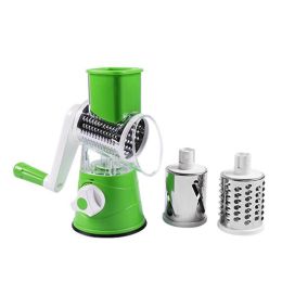 Manual Vegetable Cutter Slicer Multifunctional Round Mandoline Slicer Potato Cheese Kitchen Gadgets (Color: Green)