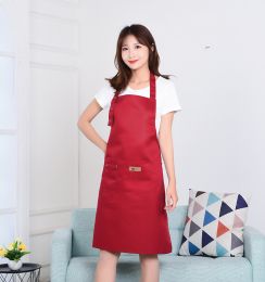 Wholesale adjustable neck apron; home apron; men's and women's work clothes; logo coffee shop; milk tea shop apron (colour: Nail neck red)