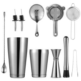 Cross border Stainless Steel Wine Blender Set Cocktail Wine Blending Tool Set Shaker Bar Supplies 10 Pieces (Specifications: Wine mixing set (10 pieces) [silver color])