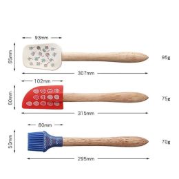 3pcs Cooking Tools Set Non-stick Cooking Spoon Spatula Ladle Brush Silicone Heat-Resistant Cream Scraper Kitchen Tools (Color: L)