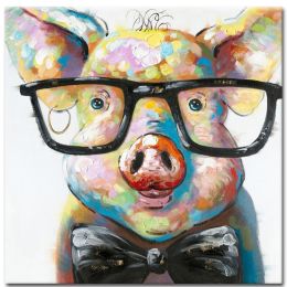 Top Selling Handmade Abstract Oil Painting Wall Art Modern Minimalist Pet Pig Canvas Home Decor For Living Room Bedroom No Frame (size: 80x80cm)