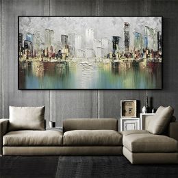 Abstract Art Modern Painting Wall decor painting big size oil on canvas Handmade artwork wall painting living room (size: 75x150cm)