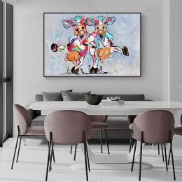 Hand-painted original oil painting cow painting impasto thick texture oversized palette knife painting, wall art home decoration (size: 60x90cm)