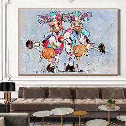 Hand-painted original oil painting cow painting impasto thick texture oversized palette knife painting, wall art home decoration (size: 50x70cm)