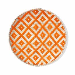 Bamboo Woven Round Basket Tray-Large (Style: Orange)