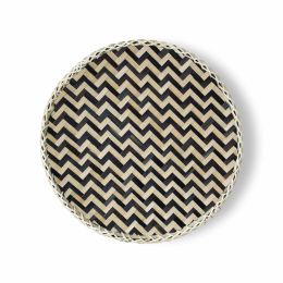 Bamboo Woven Round Basket Tray (Style: Wave Black)