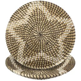 Natural Woven Seagrass Basket Bowl (Style: Black Star - Set 2)