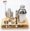 Stainless Steel Bar Cocktail Shaker Set 550ml Bar Supplies Tool Set with Bamboo Frame